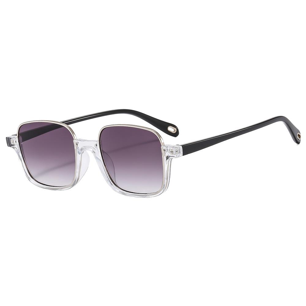 Praise the new square sunglasses, fashionable and simple half-frame metal PC street shot versatile sunglasses for women in Europe and America