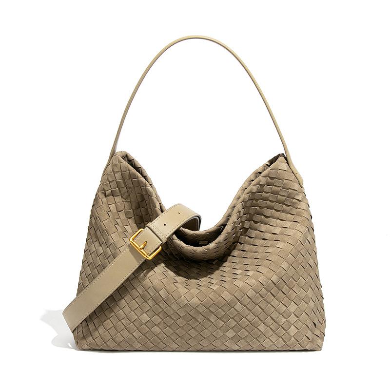 High End, Large Capacity Bag, Women's Woven Bag, One Shoulder Crossbody Bag, Underarm Bag, Bucket Bag, Frosted Suede Tote Bag