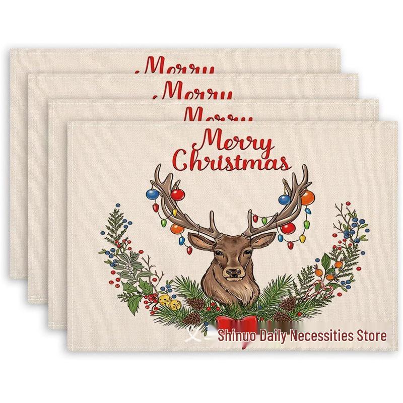 Christmas Snowman & Snowflake Plaid Insulated Placemat - Festive Table Decoration