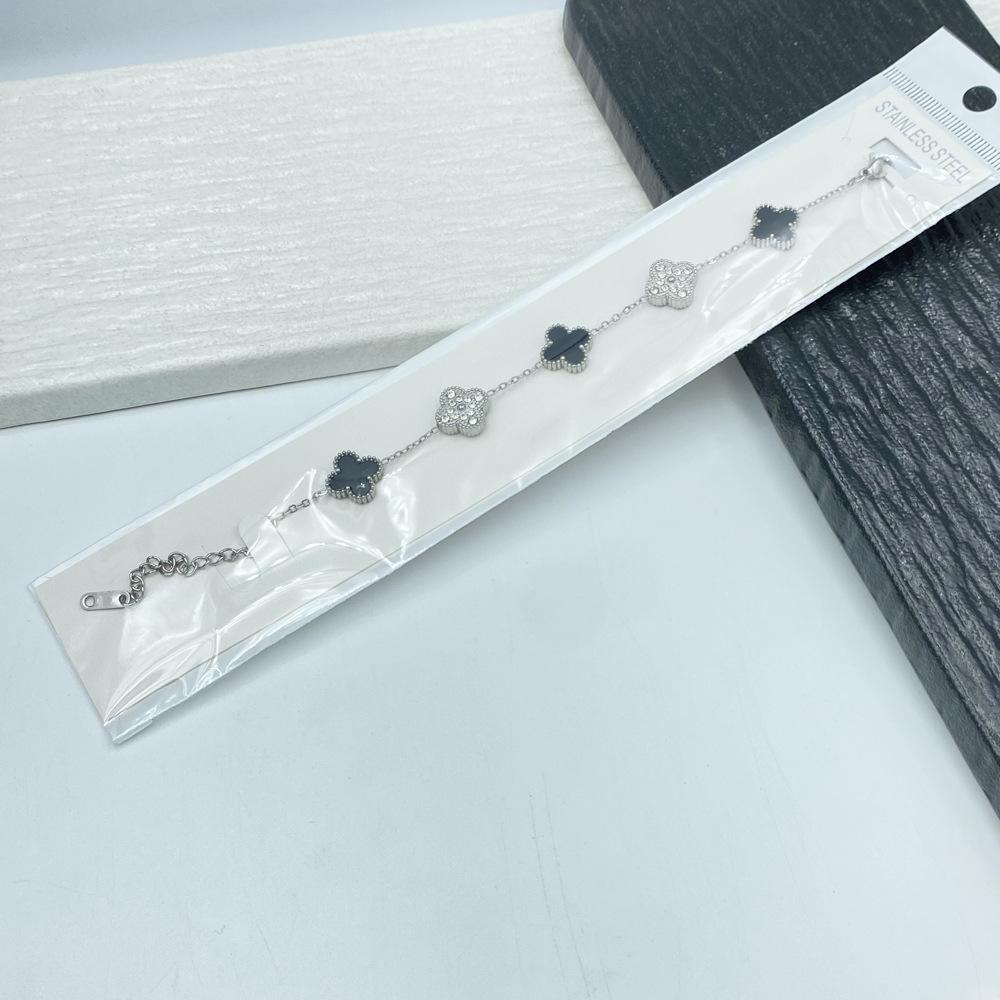 

Браслет «Четырехлистный клевер» 13 мм Титановая сталь Четырехлистный клевер Реверсивный браслет Без потери цвета Титановая сталь Женский браслет