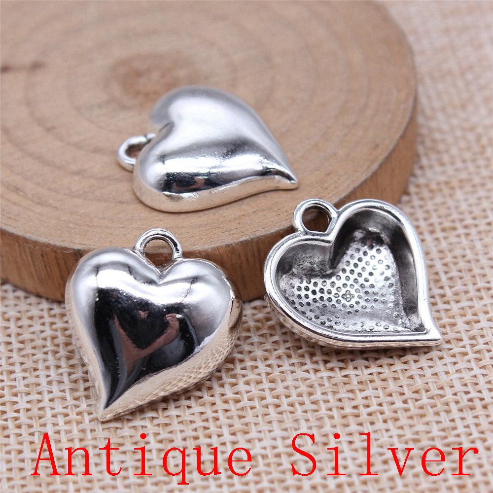 Big Heart Shaped Charms Pendant For Bracelet Necklace Jewelry Making Craft Findings