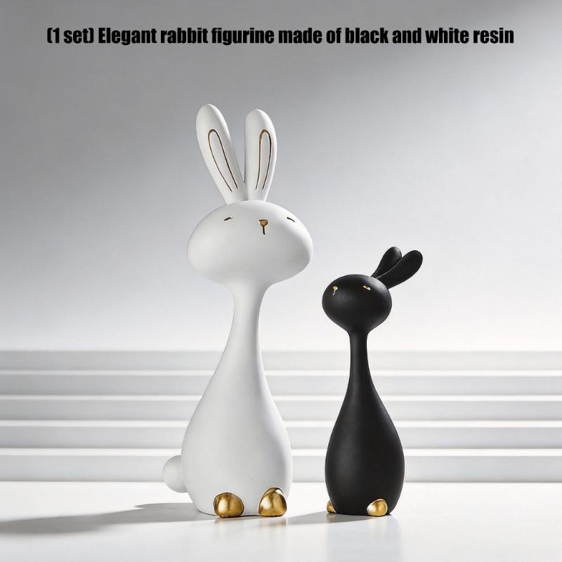 2Pcs Festives Resin Rabbit Ornaments for Easter Home Decors Spring Holiday Animal Figurine for Gift Giving and Decoration