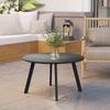 70cm Round Coffee Table, Outdoor Garden Table with Non-Slip Foot Pads and Metal Frame for Garden.Terrace. Balcony. Living Room. Black
