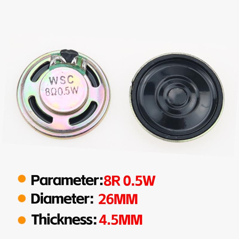 2pcs 8R 0.5W Speakers Various Sizes 20mm-66mm Diameter for Audio Equipment Replacement