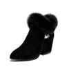 Fashion Comemore New Padded Ankle Boots Pointed Head Rhinestone Cotton Women's Shoes Casual Chunky High Heels Female Fur Short Botines