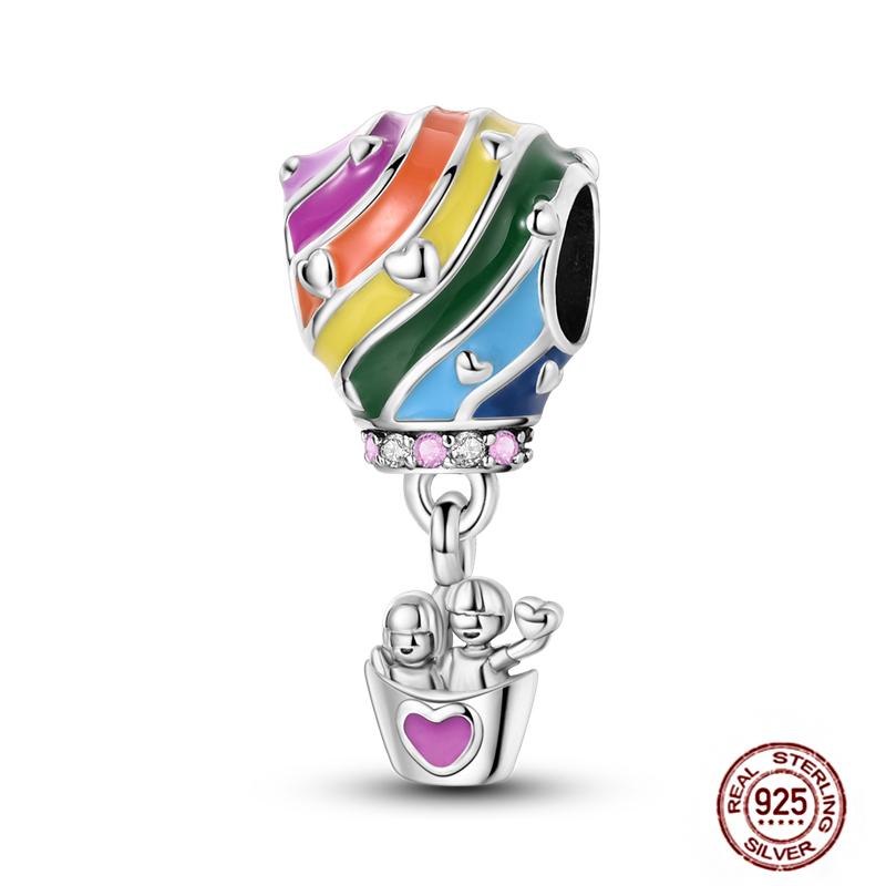 Air Balloon Flying House Charm Beads Fit Necklac Copper Original Bracelets Pendant Women Beads Diy Jewelry