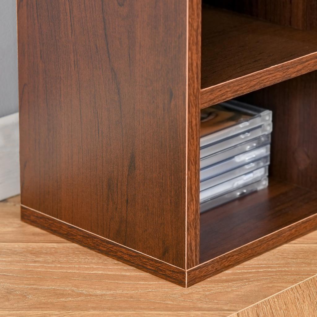 Almacenamiento de CD y DVD, Estantería Columna de Almacenamiento, Armario de Almacenamiento con 12 Compartimentos, Máx. Capacidad 204 CDs, 21 x 20 x 175 cm, Marrón
