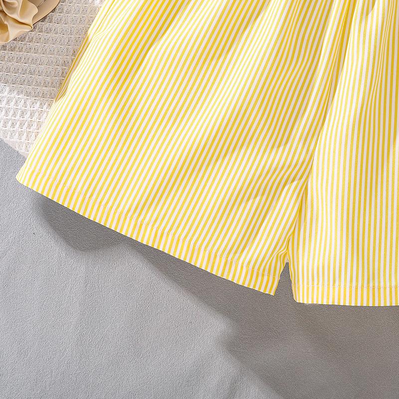 Zomerse Gestreepte Camisole & Short Set voor Meisjes in Japanse Stijl (Groot Kind) – Collectie 2025