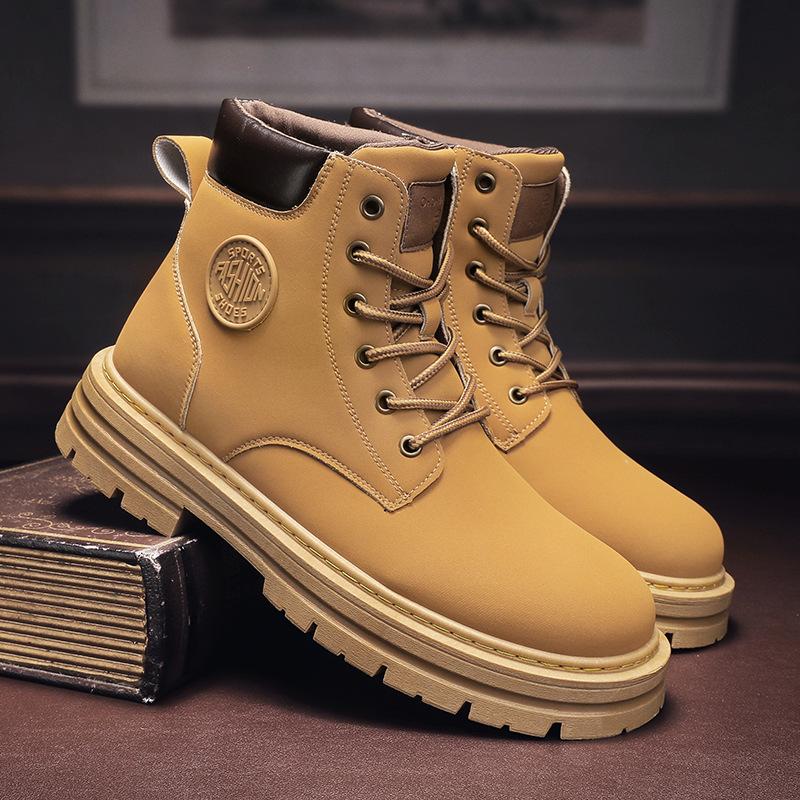 

Rhubarb boots genuine leather 2025 summer British wind high-top couple boots desert tooling short boots locomotive Martin boots men 44