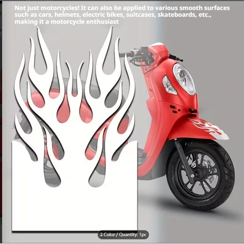 SEAMETAL Waterproof Flame Racing Stripes Reflective Sticker Decal For Motorcycle Electric Scooter Fender Decoration