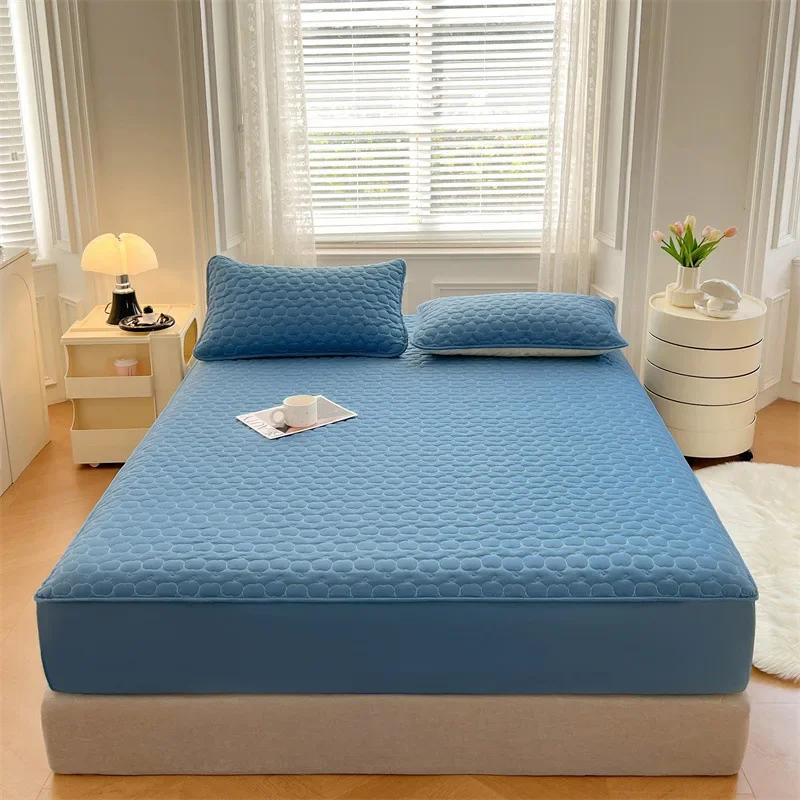 New Class a Antibacterial Waterproof Four Seasons Cotton Padded Thickened Fitted Sheet Mattresses Protective Cover