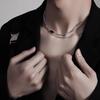 Men's High-End Black Gemstone Pendant Necklace - Trendy Original Design for Boys & Women