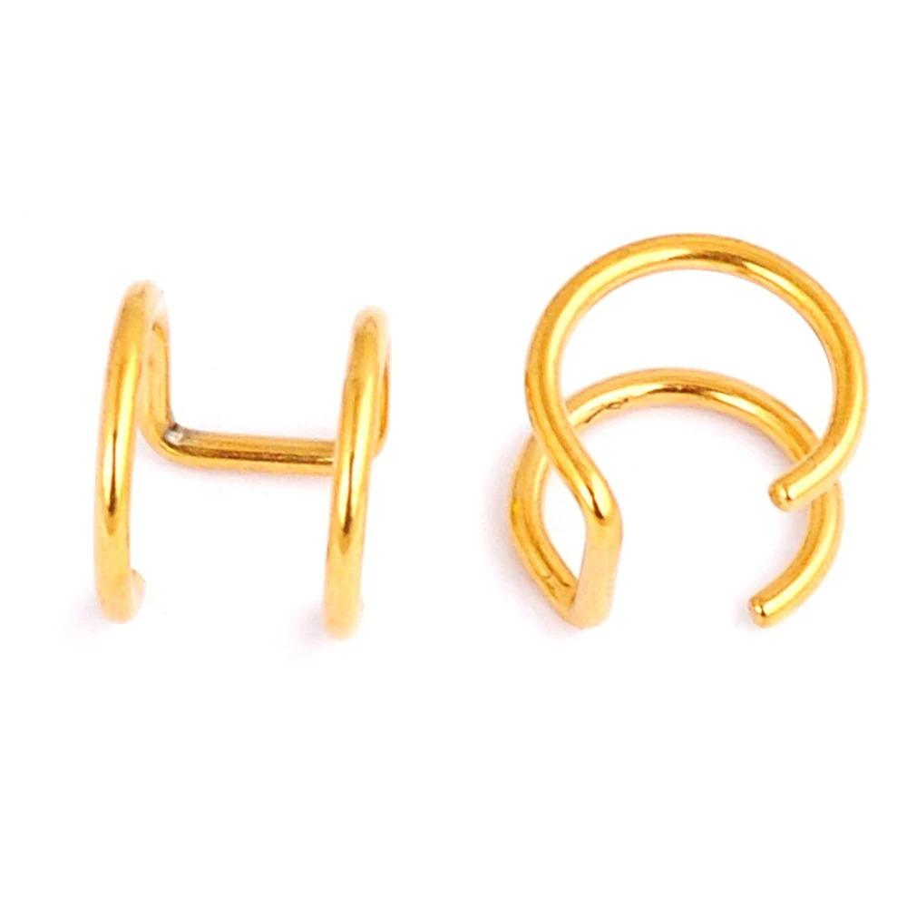 2 PCS New Punk Rock Ear Clip Cuff Wrap Earrings No Piercing-Clip Hollow Out U Pattern Statement Fashion Jewelry Gifts