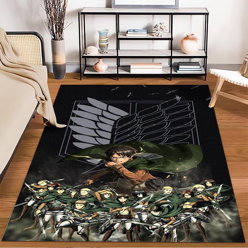 "Attack On Titan Themed Carpet with Survey Corps and Wings Design" Suitable for Use As an Anti-slip for Living Room Bedroom Sofas