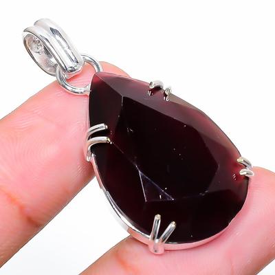 Amethyst Handmade Gemstone 925 Sterling Silver Jewelry Pendant 1.69" L3D81