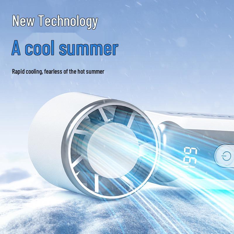 Portable Mini High-Speed Digital Display Handheld Fan for Outdoor Cycling