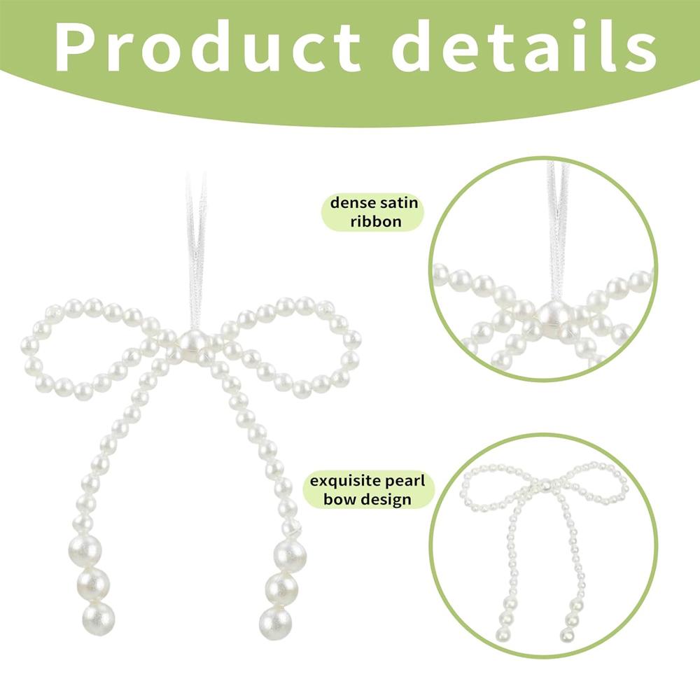 6/12pcs Imitation Pearl Bow Christmas Decoration Christmas Fringe Pendant For Holiday Party Girls Room Decor Supplies