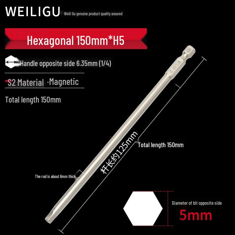 Electroplated Anti-Rust Hex Bit Set, S2 Steel, Extended Pneumatic Air Driver, Hex Socket Screwdriver.