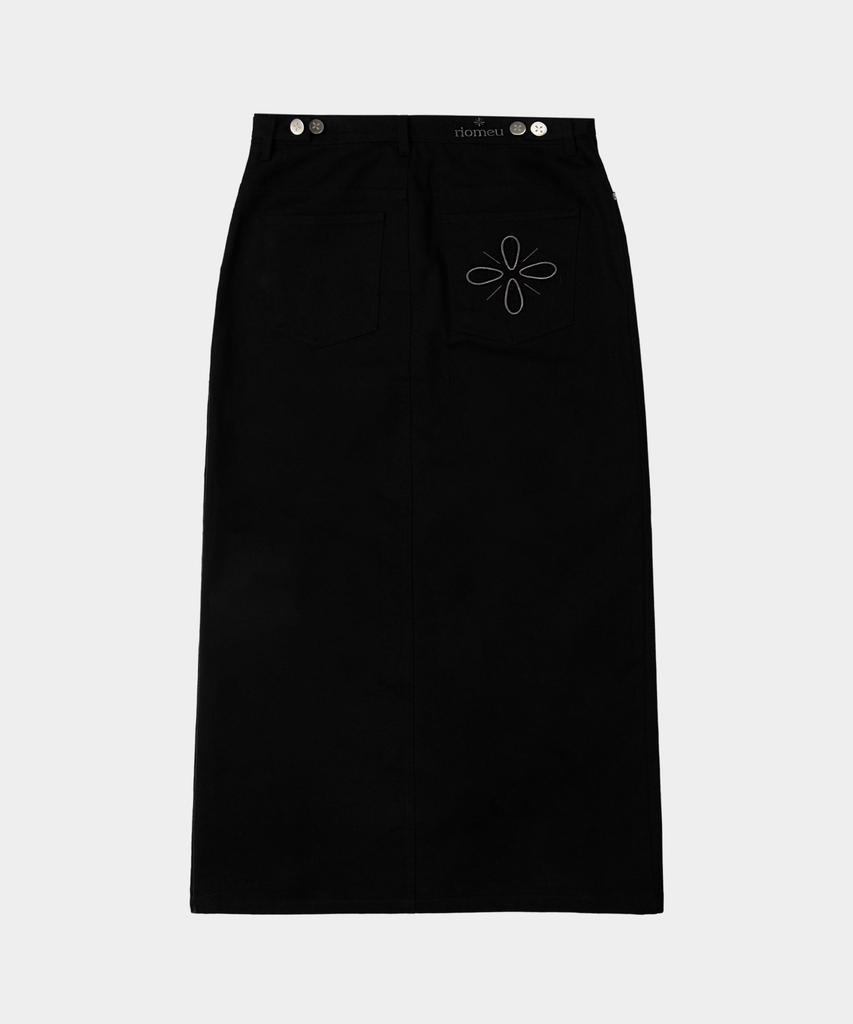 Liomeu Cotton Asymmetrical Long Skirt_Black : Radiant084