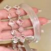 White Crystal Pink Crystal Clover Beaded Bracelet Bracelet Sweet Simple Versatile Jewelry