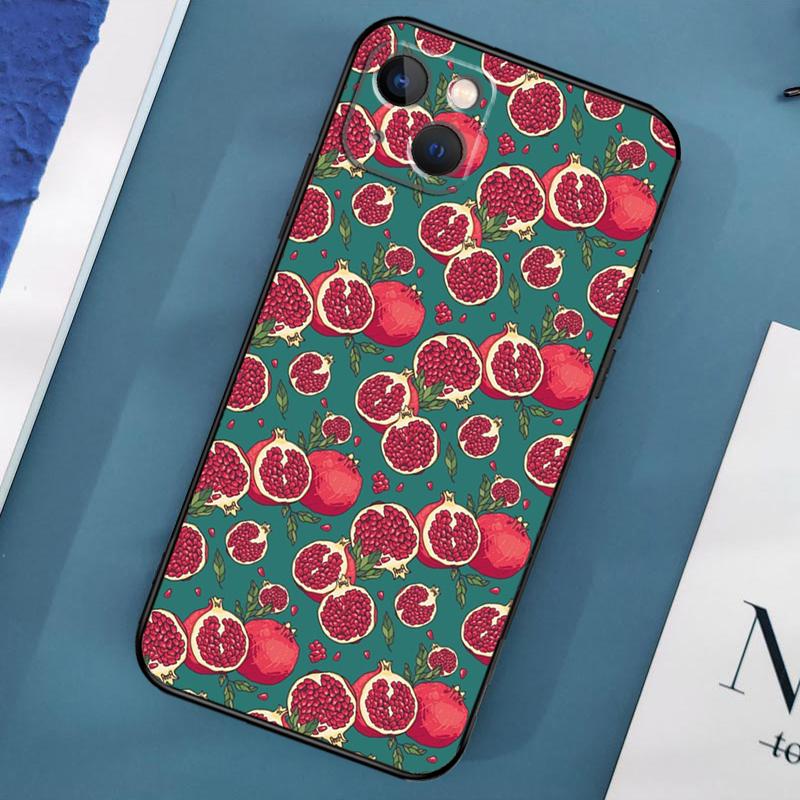 Essen Frucht Roter Granatapfel Hülle Für iPhone 15 11 12 13 14 Pro Max 12 13 Mini X XS Max XR 7 8 Plus SE 2020 Hülle Coque