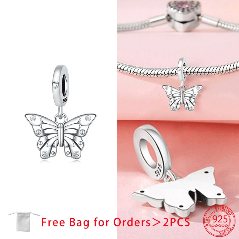 Animal Collection Colorful Zircon Butterfly Heart Charm Bead Charms Copper Bead Charms Pendant Compatible With Authentic Bracelets Jewellery Women Fin