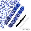 1 Set 12 Grids Nail Art Rhinestone Kit with Storage Box Drill Pen Tweezers Glass Flatback Rhinestone DIY Nail Design Crafting Decoration Fake Gems