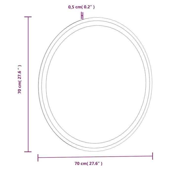 VidaXL Miroir de salle de bain à LED 70 cm rond, miroir, miroir de salle de bain avec lumières, miroir de courtoisie avec 353280