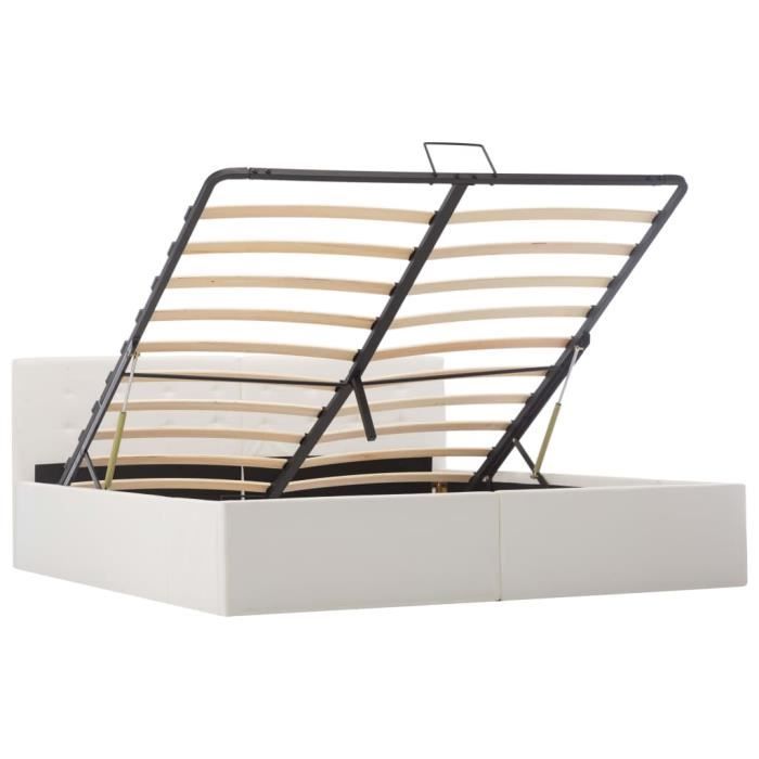 VidaXL Bed Frames with Hydraulic Storage White Faux Leather 160x200cm
