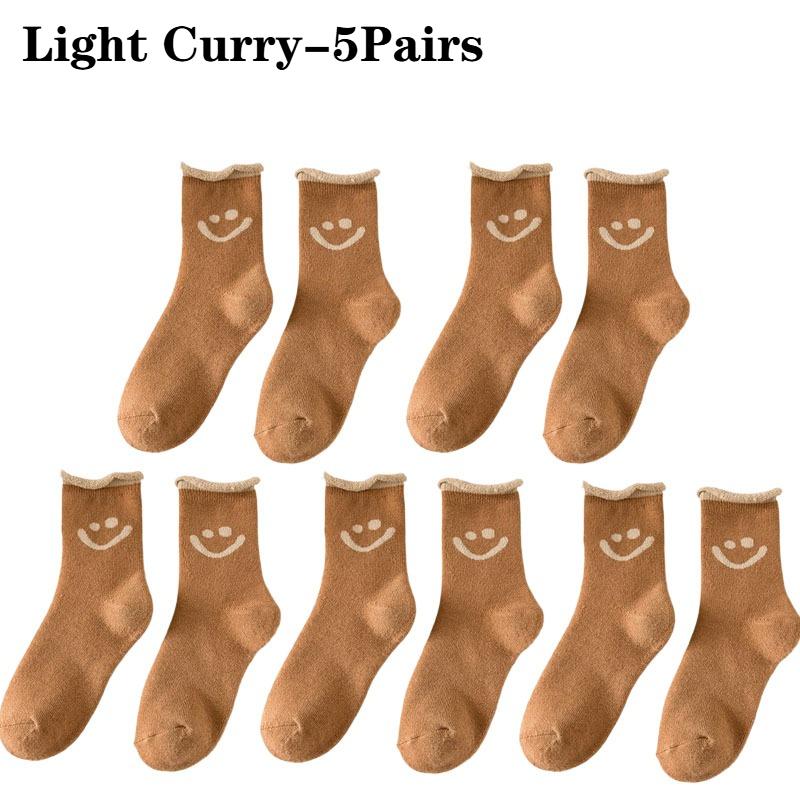 1-10Pair Smiley Face Snow Socks Thick Terry Loop Mid Calf for Winter Sports Home Comfort Moisture Wicking Warm Socks