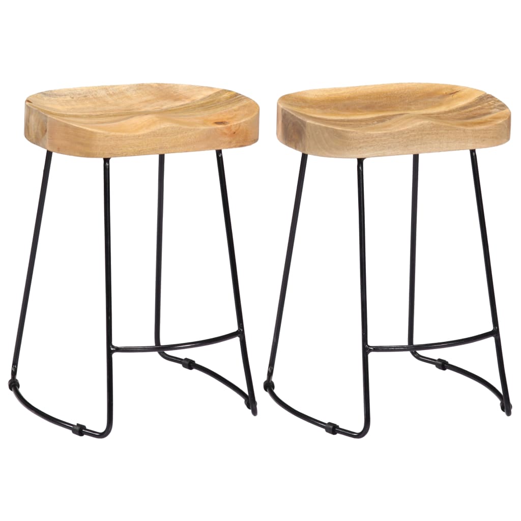 Vidaxl Gavin Bar Stools, 2 Pcs, Solid Mango Wood
