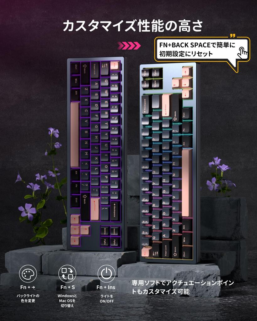 MageGee Rapid Trigger Keyboard Wired RGB Size Gaming Keyboard with Rapid Triggers CNC Aluminum US Magnetic PBT Keycaps 68-Key 65% Frame, Layout,