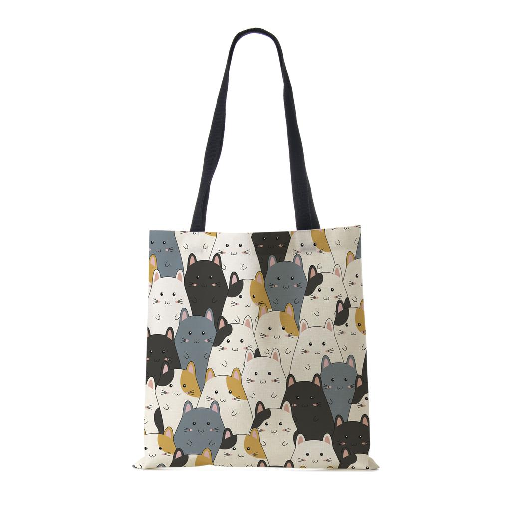 Hund Niedlicher Druck Lässige Umhängetasche Kapazität Damen Einkaufen Wiederverwendbare Handtasche Große Canvas Reise Strand Tragetaschen KTY