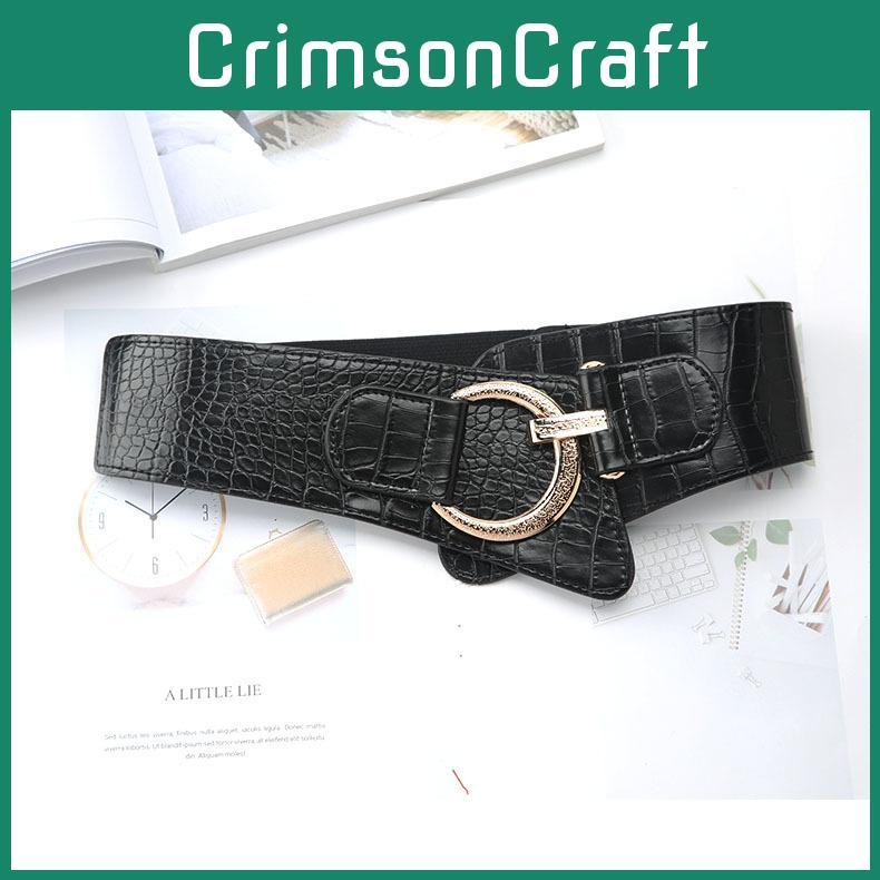 Modern European Style Waist Belt For Women In Faux Leather With Seam Detail And Elastic Band
