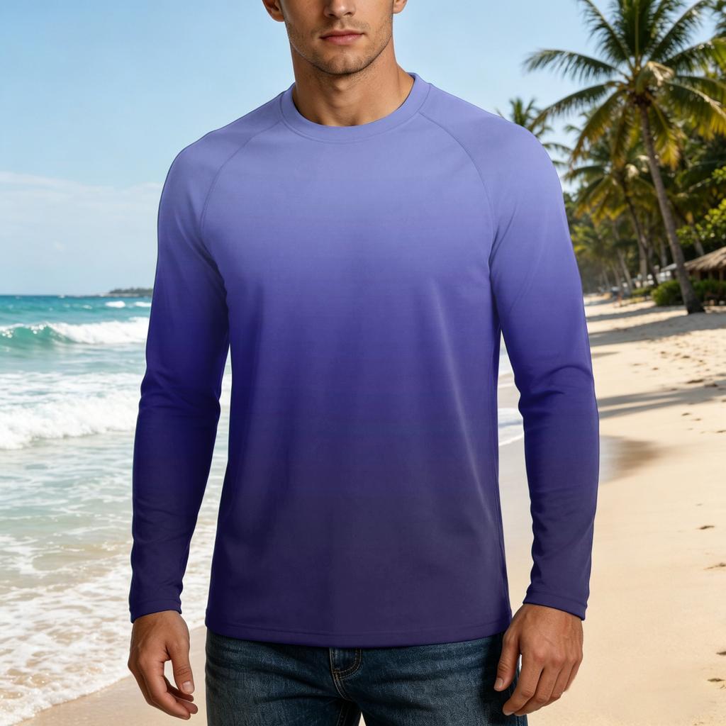 Herren Langarm UPF50+ Sonnenschutzshirt Leicht Atmungsaktiv Schnelltrocknend Outdoor Freizeit Oberteil für Sommeraktivitäten