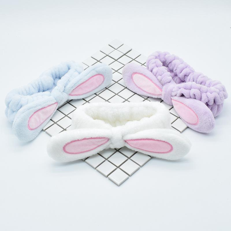 Cute Bunny Ears Women's Headband for Makeup Yoga Skincare Spa & Shower Soft & Funny for Washing Face