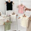 Girls Summer Solid Ruffle Sleeveless Tee And Princess Floral Tiered Skirt Pants Two Piece Outfit Set