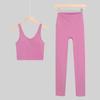 Lulu U-Back Sports Tank & 9-Point Yoga Pants Set with Bare-Feel Push-Up Bra for Women's Fitness