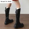 Vintage Women Knee High Boots Fashion Back Zippers Shoes Square High Heel Autumn Winter Ladies Knight Long Booties