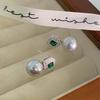 Exquisite Green Diamond Pearl Earrings for Women with Light Luxury High-end Niche Design