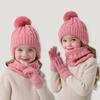 3Pcs/Set Kids Hat Scarf Gloves Set Colorful Twist Texture Hat Thickened Plush Lining Neck Gaiter Knitted Gloves Set