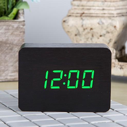 LED Wooden Clock Desktop Silent Electronic Alarm Clock Home Ornament Clock USB Dry Battery Dual-purpose Alarm Clock