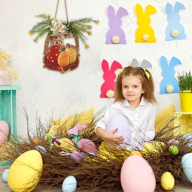 Easter Door Decorations Wooden Easter Egg Front Door Wreath Signs Rustic Easter Egg Wreath For Wall Door Window Farmhouse Porch