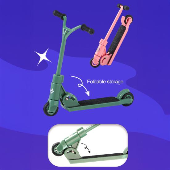 Mini Prstová Koloběžka Hračka s Nářadím Skládací Malá Dvoukolová Koloběžka s Brzdou Simulace Fingerboard Dekorace Dětská Vzdělávací Hračka