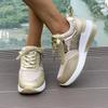 Women's Thick Soled Sports Shoes Breathable Sequins Round Toe Casual Sports Shoes Plus Size Lace Up Shoes 36-43