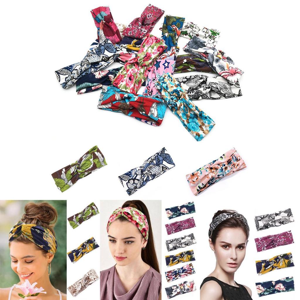 Elegantes florales Damen-Haarband, dehnbares geknotetes Stirnband für Sport und Mode