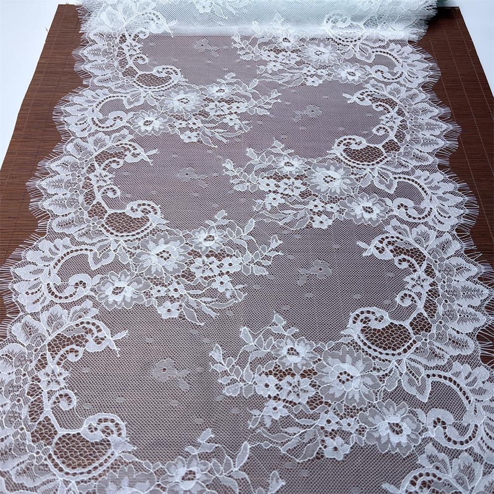 ( 2 Colors ) French Chantilly Lace, 2.8m X 41cm, Non-stretch Eyelash Lace Fabric for Wedding, Lingerie, Dress, Garment, Sewing & Crafting