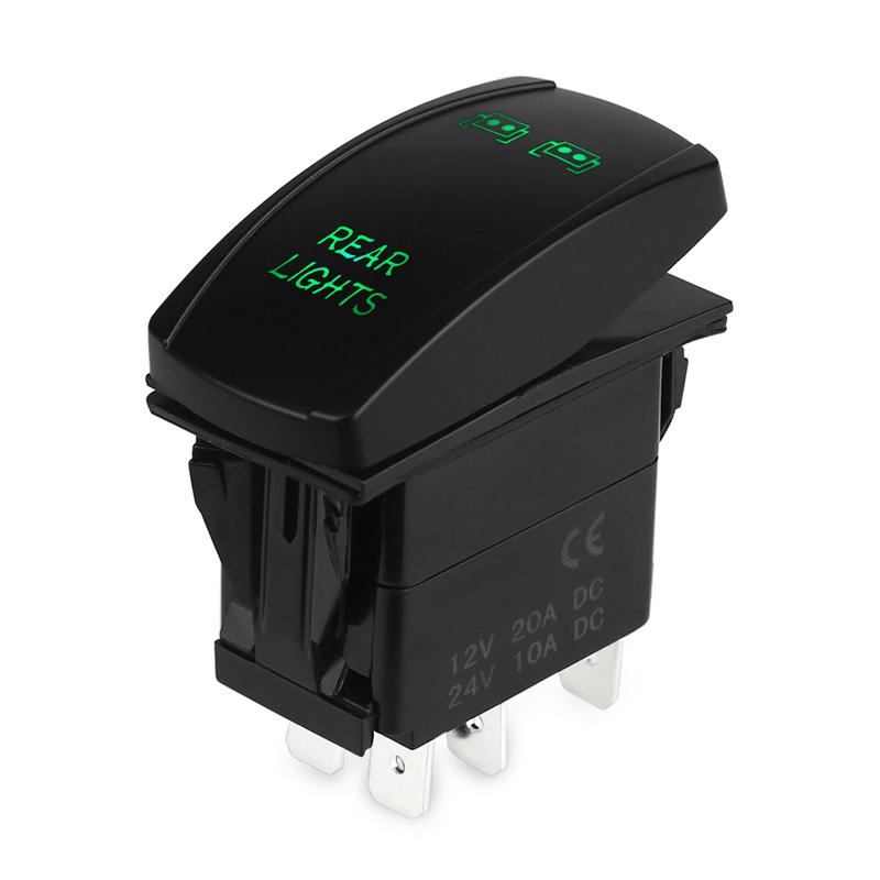 

5-контактный лазерный кнопочный кулисный переключатель, синий светодиодный светильник, автоматический светодиодный кулисный переключатель, водонепроницаемый