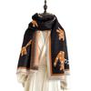 Winter imitation cashmere scarf women's double-sided cartoon cat shawl warm long sweet and cute fringed dual-purpose scarf
