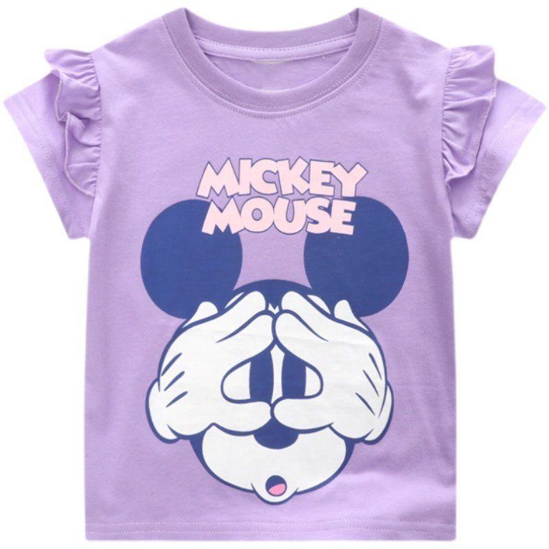 Purple Crew-Neck Baby's Casual Cartoon Half-Sleeve Clothing